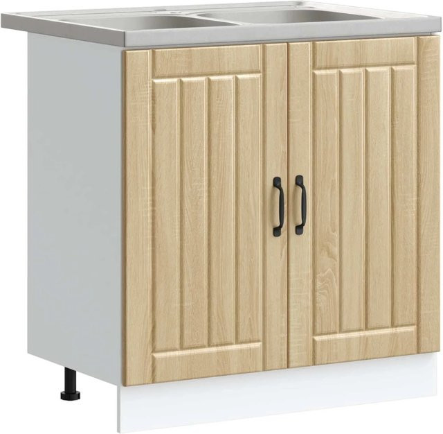 2er-Set vidaXL Waschbecken-Unterschrank Lucca aus Holzwerkstoff in Sonoma-Eiche, modern und freistehend - Bild 1
