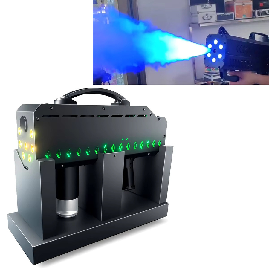 Wiederaufladbare kabellose LED-Rauchpistole mit 1500W Leistung und DMX-Steuerung in Schwarz und Grau für Party, Club und DJ-Einsätze - Bild 2