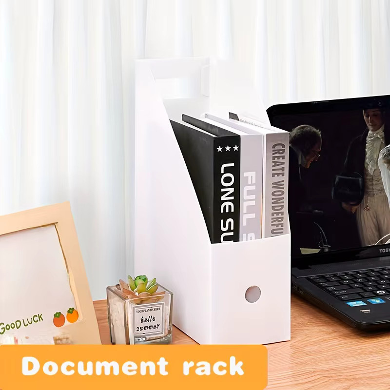 Minimalistischer Desktop-Aktenhalter aus Kunststoff in Weiß für Büro und Studium - Bild 2