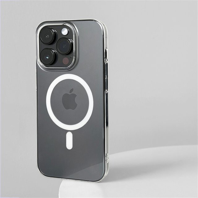 YUEDESHENG Magnetische Schutzhülle für iPhone 12 bis iPhone 17 Pro Max, Ultradünne Transparente PC Hülle mit MagSafe Kompatibilität, Farbe: Transparent/Schwarz - Bild 1