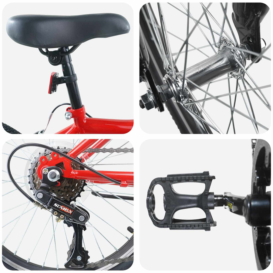 vidaXL Kinderfahrrad 20 Zoll 6-Speed Rot für 6-11 Jahre Alt - Bild 4