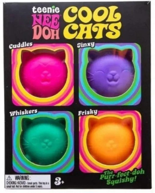 Schylling NeeDoh Mini-Katzen, Quetschspielzeug, 4er-Pack, pink - Bild 1