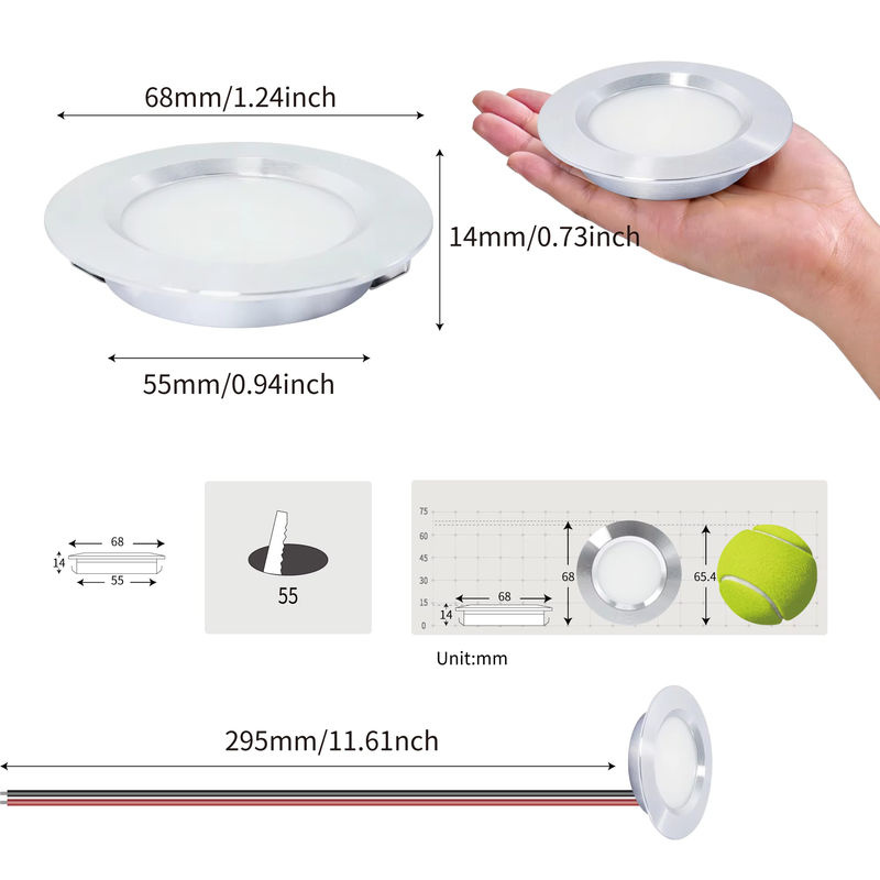 KPSUN LED-Downlight Runde Einbau-Deckenleuchte Dimmbar 3W DC12V in Schwarz, Weiß oder Silber - Bild 3