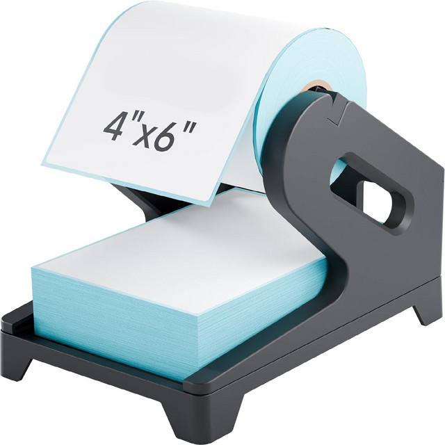 Marklife 2-in-1 Etikettenhalter für Thermoetiketten-Rollen und Versandetiketten, fächerförmiger Etikettenständer für Desktop-Thermodrucker, weiß oder schwarz - Bild 1