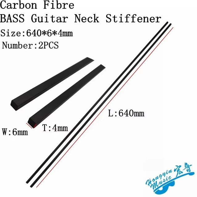 HUATOOL 2er-Set Carbonfaser Bassgitarren-Halsversteifung mit Einstellhebel in Schwarz, Breite: 46,0 cm bis 64,0 cm - Bild 1