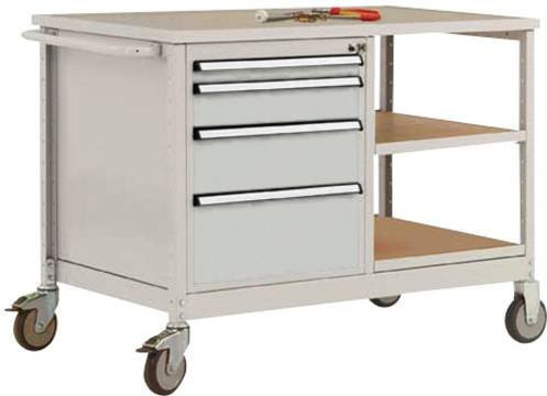 Manuflex TP1007.7035 Werkbank-Mobil aus Stahl und Holz in Lichtgrau (RAL 7035), B/T/H: 113,5 x 78,0 x 59,0 cm - Bild 1