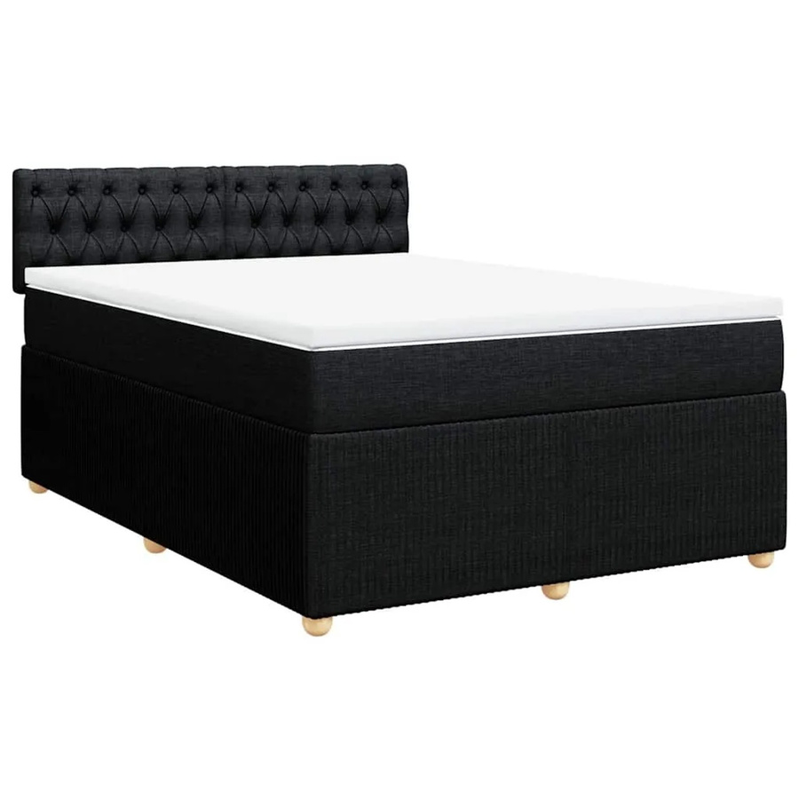 vidaXL Boxspringbett Hybrid mit Matratze und Taschenfederkern, Schwarz, B/T/H: 140 x 190 x 100,5 cm - Bild 2