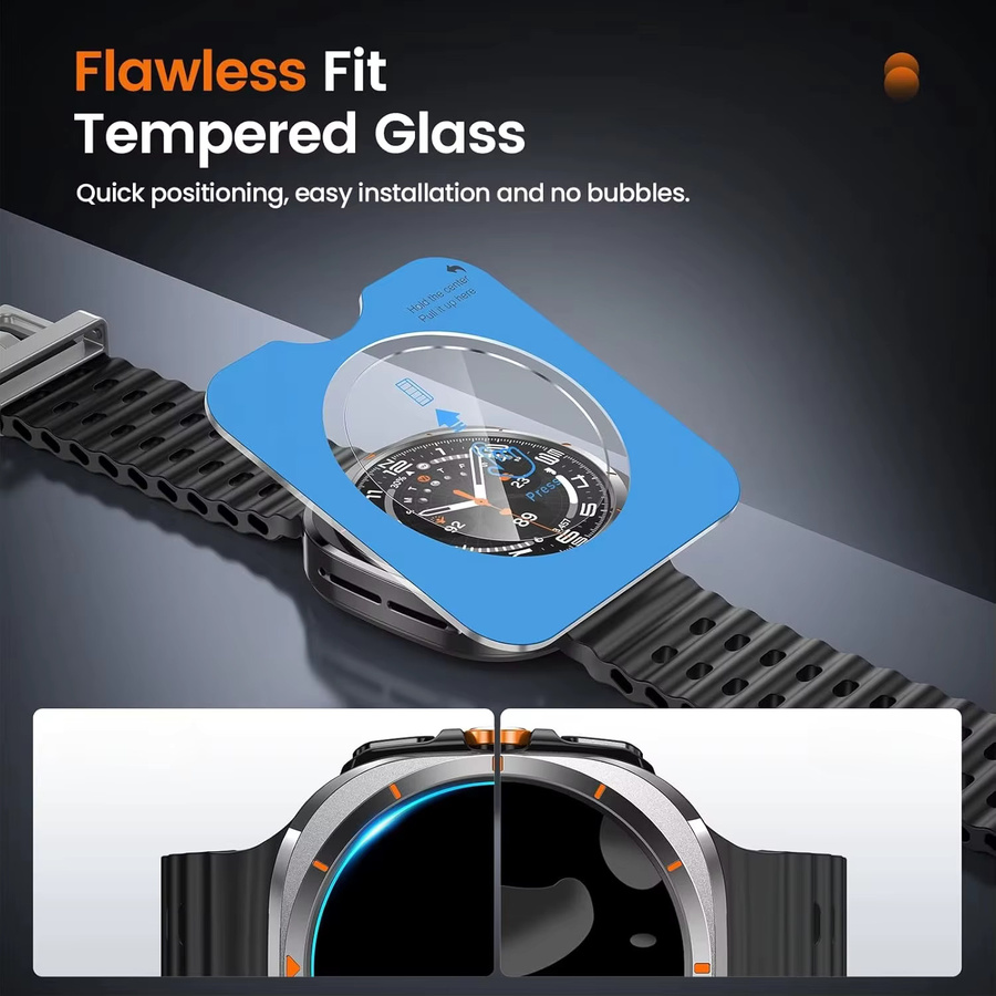 3-in-1-Metallgehäuse für Samsung Galaxy Watch Ultra, Displayschutzfolie, 47 mm, Edelstahl, Schwarz, Unisex - Bild 2