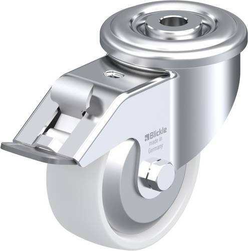 Blickle Lenkrolle LER-PPN 80G-FI-FA mit Feststeller in Silber und Weiß, Rad-Durchmesser: 80 mm, Tragfähigkeit: 120 kg - Bild 1