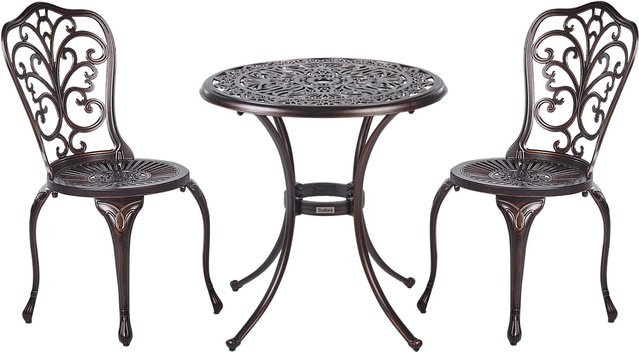 Beliani Bistro Set TRIORA/ANDALO aus Metall in Braun im Retro-Design für Balkon und Garten - Bild 1