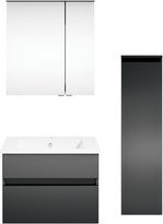 Get2You Badmöbel-Set twenty one, 4-teilig, grau, mit Waschbecken und LED-Beleuchtung, Wandmontage - Bild 1