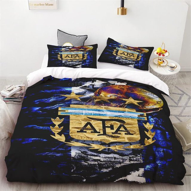 Bettwäscheset Fußballstar Messi Aufdruck Multicolor, weich und bequem aus Polyester, B/B: 180 x 220 cm, 3-teilig - Bild 1
