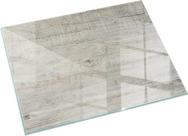 Tulup Kamin-Glasplatte als Funkenschutzplatte in Beige mit heller Holzstruktur, B/T: 60 x 40 cm - Bild 1