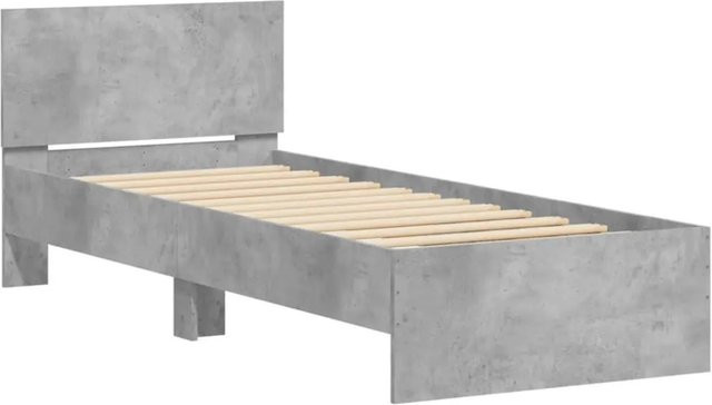 vidaXL Bettgestell mit Kopfteil, LED-Leuchten und USB-Anschluss in Betongrau, B/T/H: 90 x 190 x 95 cm - Bild 1