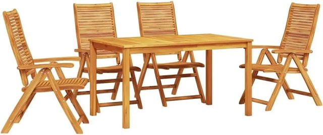vidaXL Garten Essgruppe 5-teilig aus Akazien-Massivholz in Braun mit klappbarer Tischplatte - Bild 1