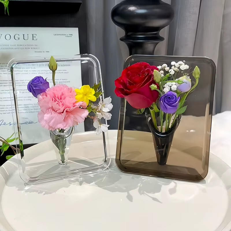 JETTING Acryl-Fotorahmen-Vase in Transparent, moderne Hydrokultur-Blumenvase für Tischpflanzen und Dekoration - Bild 2