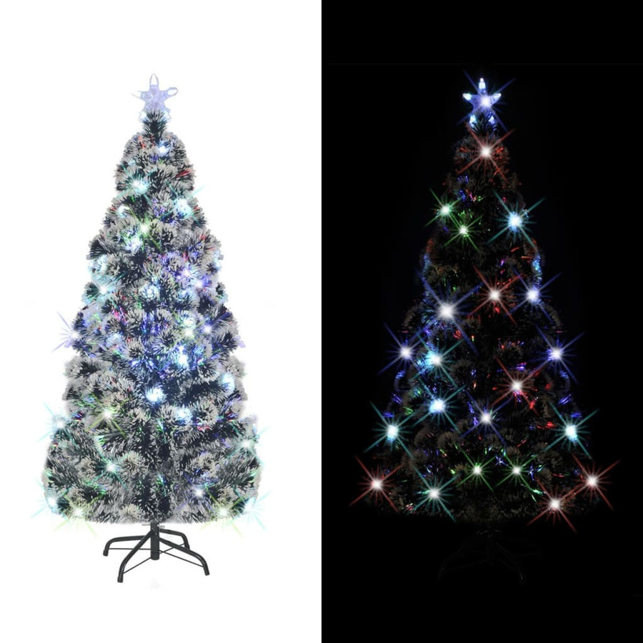 vidaXL Künstlicher Weihnachtsbaum mit Glasfaser-Beleuchtung und Ständer, Grün, Höhe: 180 cm - Bild 2