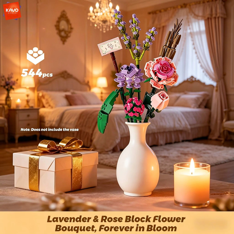 KAVOWORLD Rosen-Lavendel-Blumenstrauß, Bausteine, 544 Teile - Bild 2