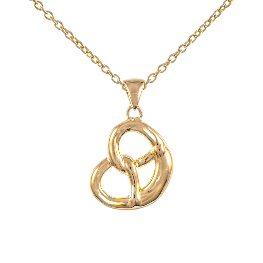 Anhänger Breze mit Kette, 925 Silber, vergoldet, Unisex - Bild 1