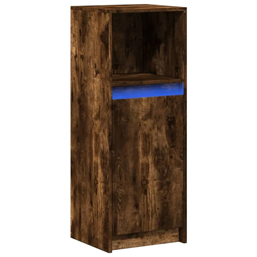 vidaXL LED-Sideboard modern in Räuchereiche, Farbe Braun, B/T/H: 38 x 34 x 100 cm - Bild 2