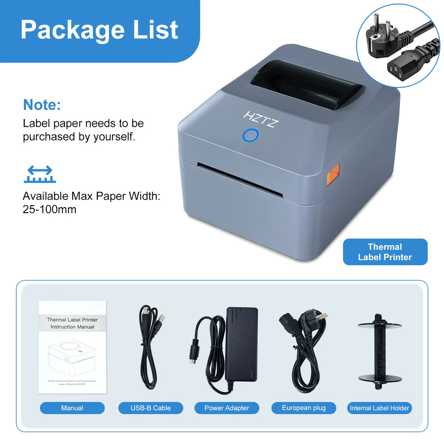 HZTZ Thermodrucker für 4x6 Versandetiketten in Grau - Bild 4