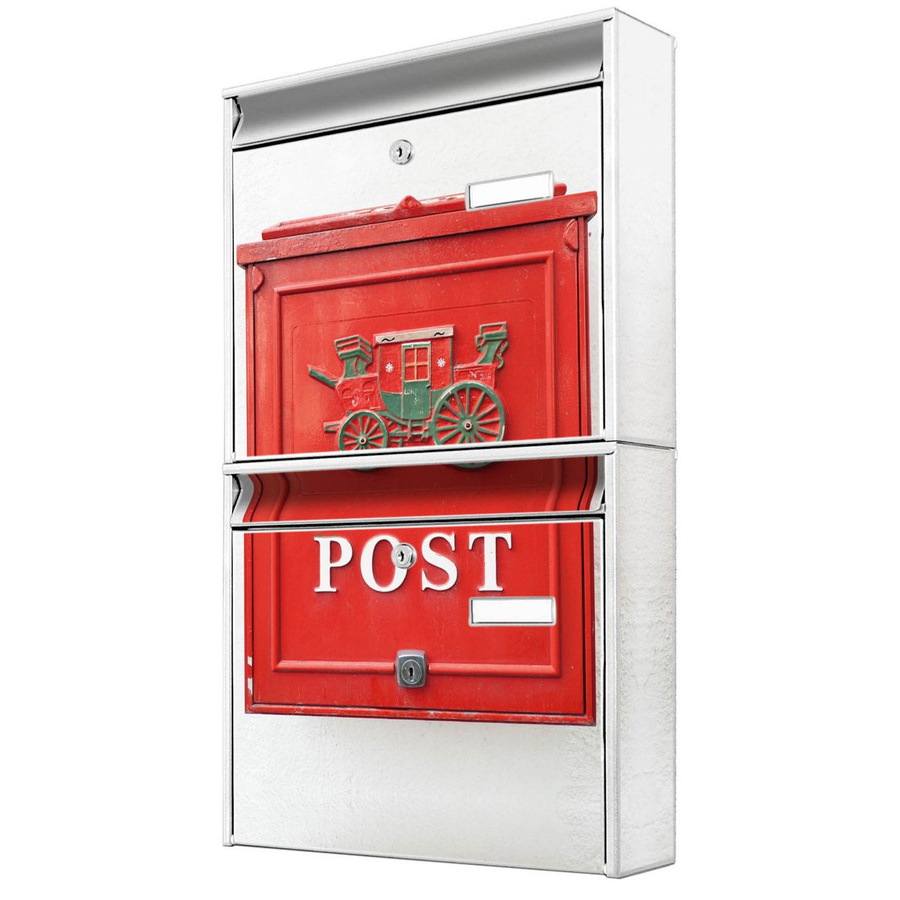 banjado Burg Wächter Briefkastenanlage für Mehrfamilienhäuser, weiß, B/H/T: 36,2 x 64,5 x 10 cm - Bild 1