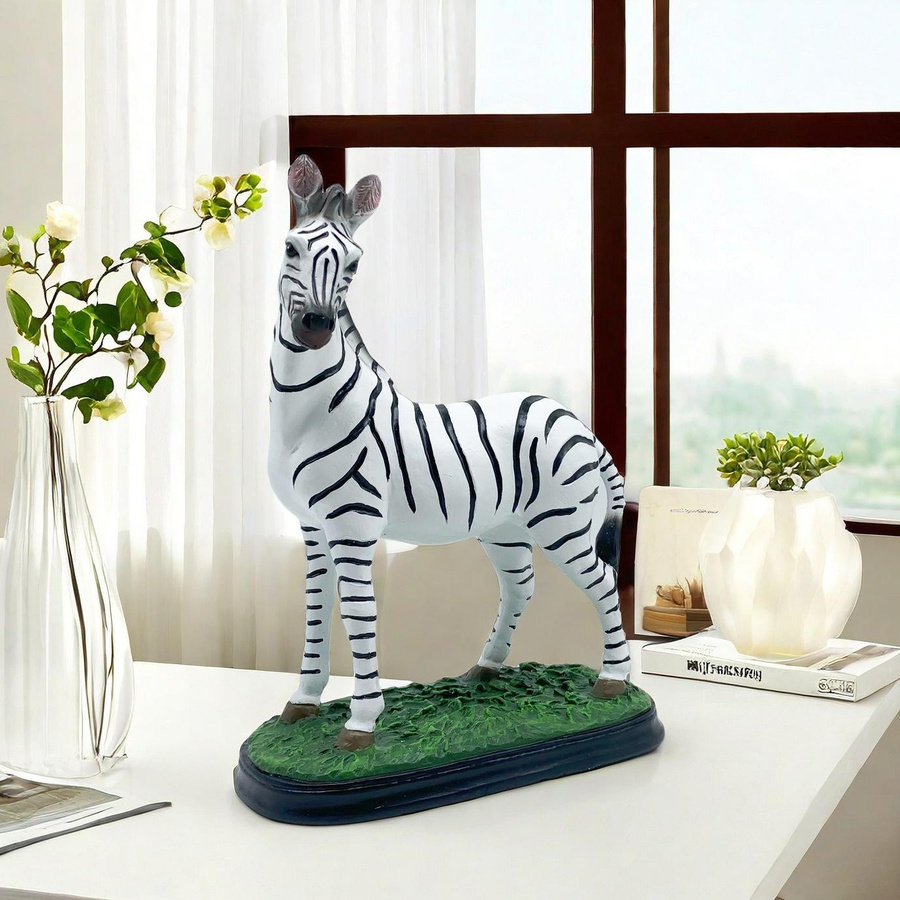 Yiran Furniture Zebra Ornament aus Harz in Schwarz-Weiss für Wohnzimmer und Arbeitszimmer - Bild 2