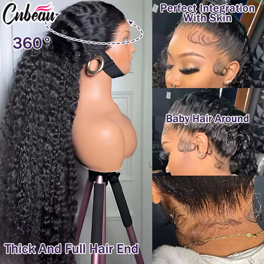 CNBEAU Perücke, 36 Zoll, Full Lace, Echthaar, Deep Curly, Glueless - Bild 2