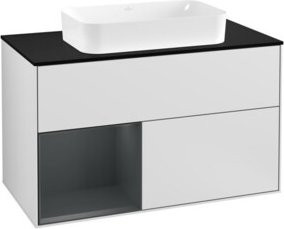 V&B Finion Waschtischunterschrank mit Abdeckplatte in Weiß lackiert B: 100 cm, T: 60,3 cm, H: 50,1 cm - Bild 1