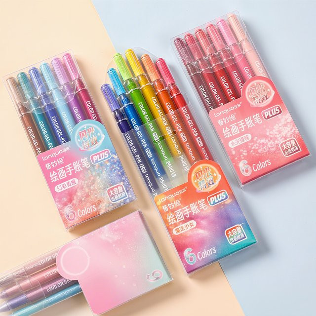 LANGUO Glitzereffekte Gelschreiber Set mit 6 Farben, 1,0 mm Stiftspitze, Multicolour Schreibstifte für Papier, Karton und Tagebuch - Bild 1