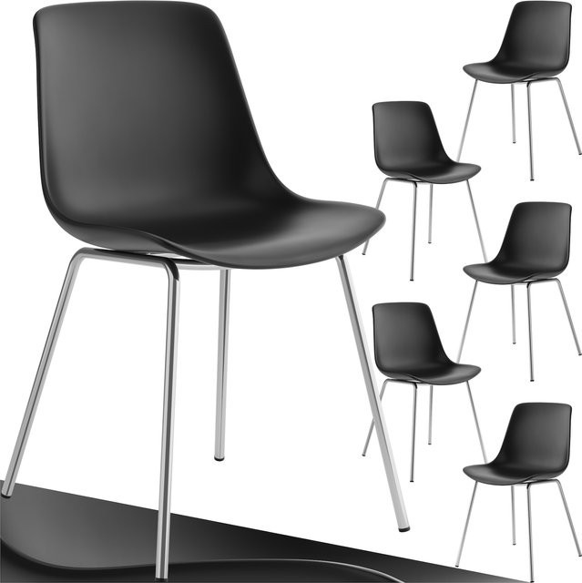 tectake Kunststoffstuhl Mave im 6er Set, Schwarz, B/T/H: 46 x 55 x 80,5 cm - Bild 1