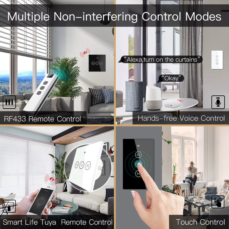 MOES Tuya ZigBee Vorhangschalter RF Smart Touch Rolladensteuerung mit App-Steuerung für Alexa und Google Home, Weiß - Bild 4