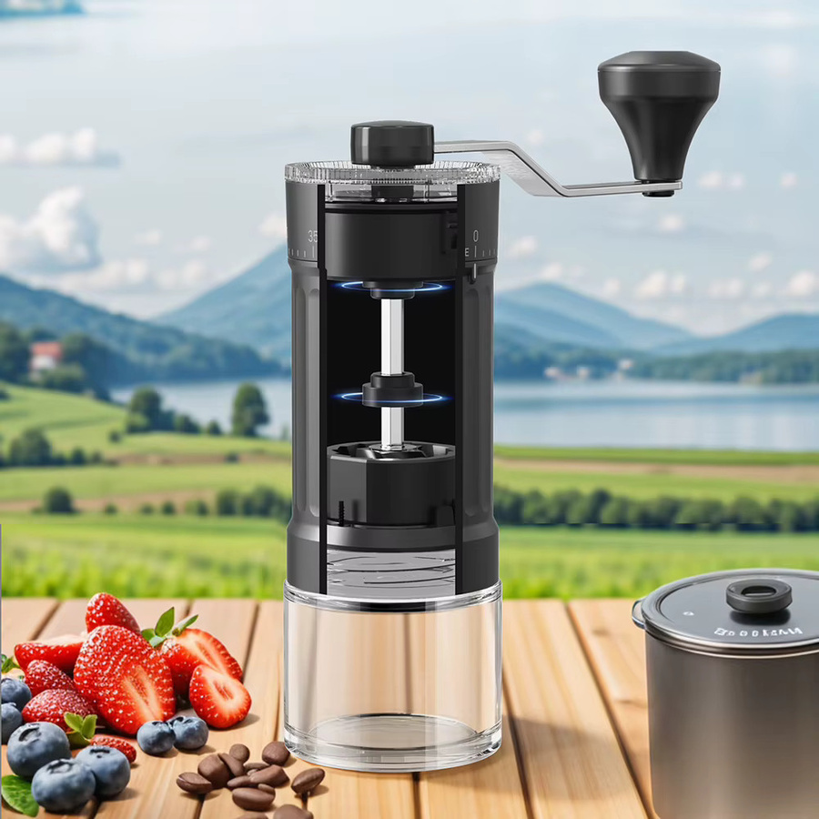 Manuelle Kaffeemühle von FEB.WIND in Schwarz mit 40 externen Mahlgrad-Anpassungen für Espresso, French Press und Camping - Bild 5