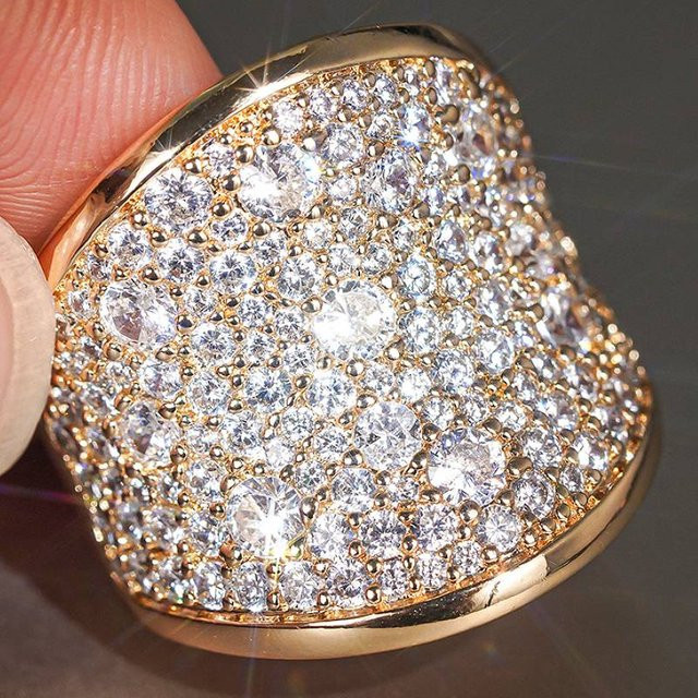 Huitan Ring, goldfarben, Zirkonia, Damen - Bild 1