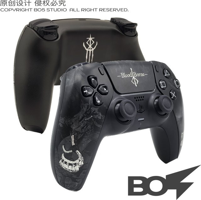 GSF Old Hunter Custom Frontplatte mit Touchpad für PS5 DualSense Controller, Ersatzgehäuse für BDM-010 bis BDM-050, Schwarz - Bild 1