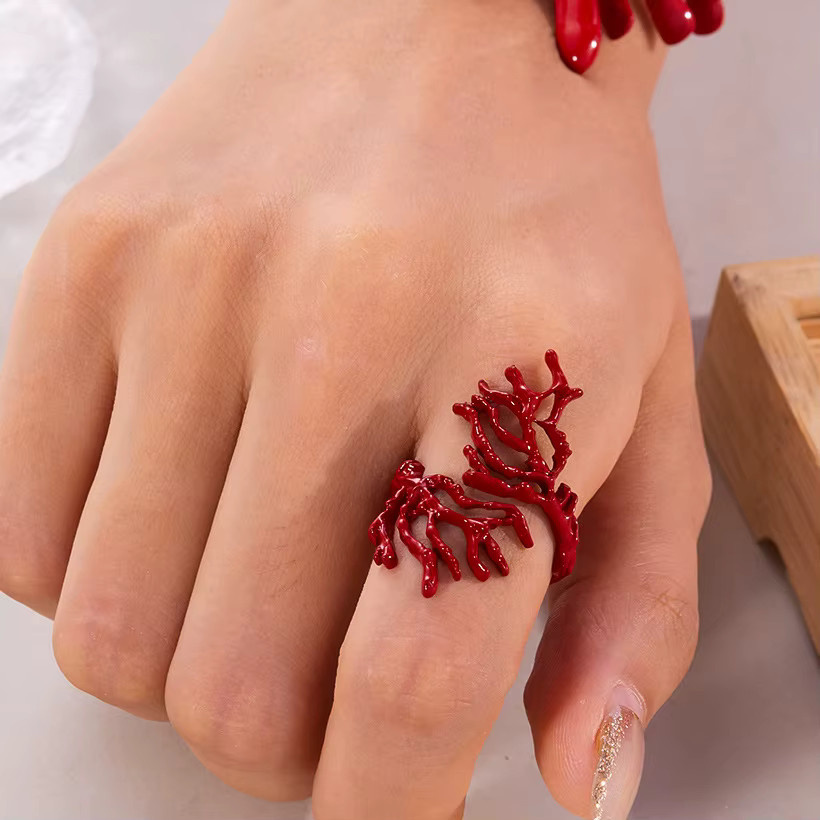 Rinhoo Öffnungsringe, Metall, Rot, Damen - Bild 2