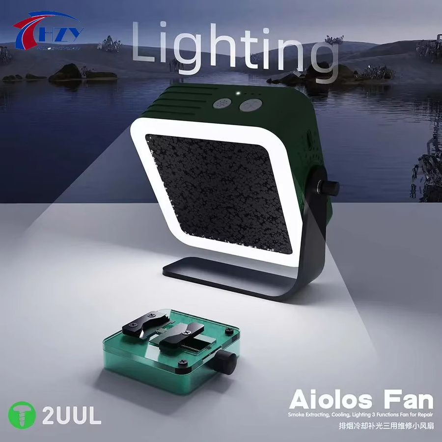 2UUL Alolos Mini Wartungsventilator in Grün für Rauchabzug, Kühlung und Fülllicht bei Desktop-Reparaturen - Bild 5