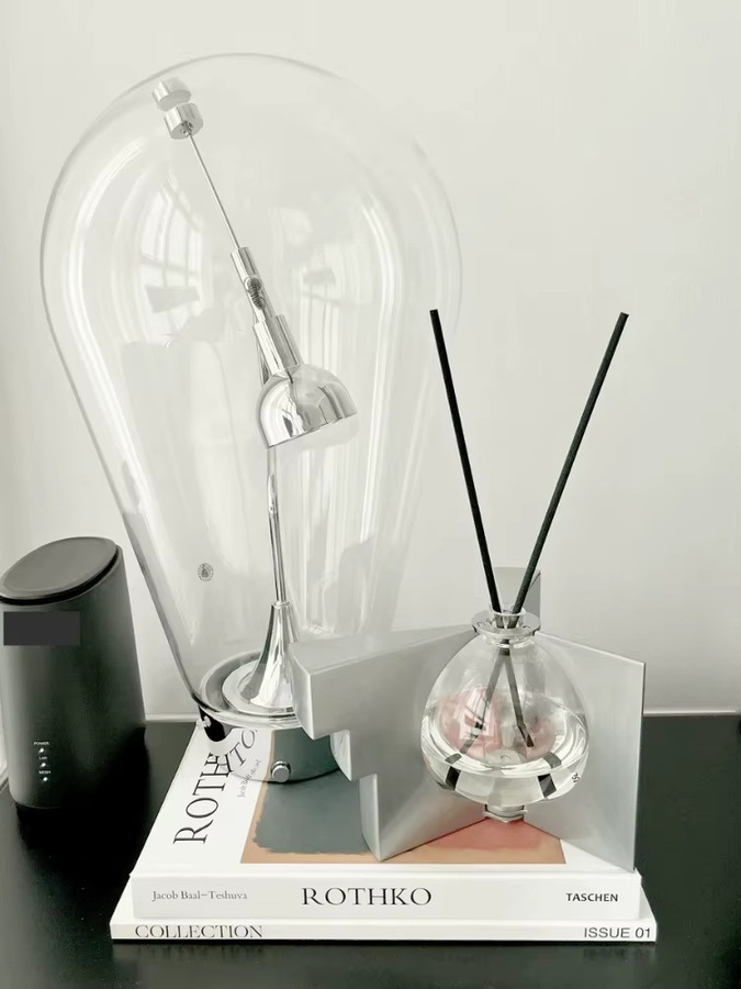 JIANKEXING Minimalistische Glas-Tischlampe in Transparent mit Touch-Funktion und warmweißem Licht, verstellbar für Wohnzimmer, Schlafzimmer und Büro - Bild 4