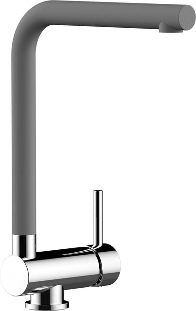 VIZIO Küchenarmatur für Niederdruck mit 360 Grad schwenkbarem L-Auslauf, verchromt, Farbe: Silber/Grau - Bild 1