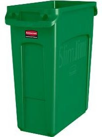 Rubbermaid Slim Jim Abfallbehälter aus Kunststoff, 60 Liter, grün, B: 63,0 cm, T: 28,0 cm, H: 2,9 cm - Bild 1