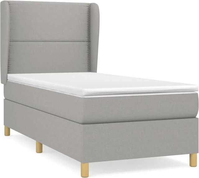 vidaXL Boxspringbett mit Matratze Hybrid-System aus Lärche, Hellgrau, B/T/H: 90 x 190 x 118 cm - Bild 1