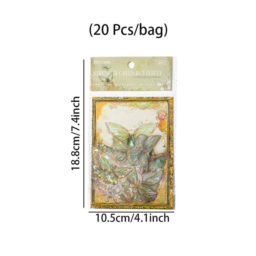 INS Schmetterling PET-Aufkleber-Set mit Eiskristall-Effekt und Laser-Gold-Optik, 20 Stück, Multicolor - Bild 3