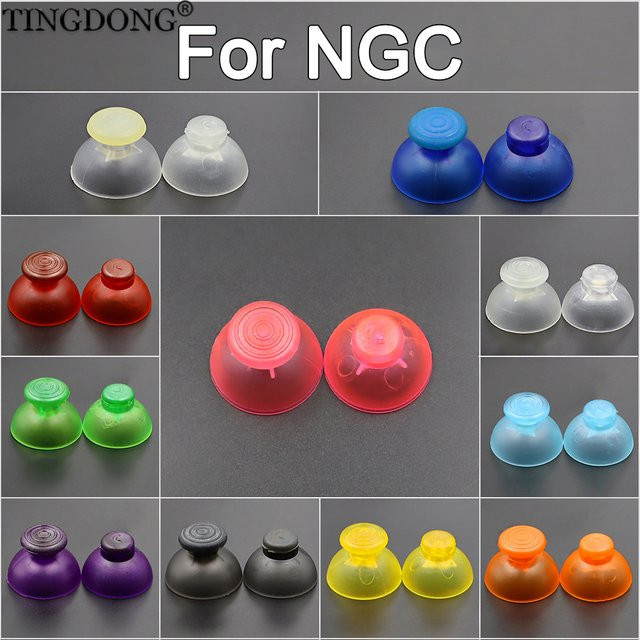 TingDong Ersatz-Joystick-Daumenkappen für NGC Controller, Set aus transparenten und schwarzen Pilzkopf-Rocker-Abdeckungen im Retro-Design - Bild 1