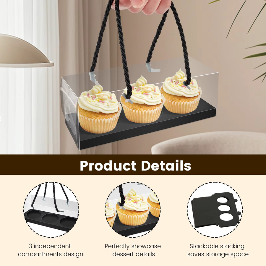20 Stück transparente Cupcake-Boxen aus Kunststoff mit Griff für Party und Hochzeit - Bild 4