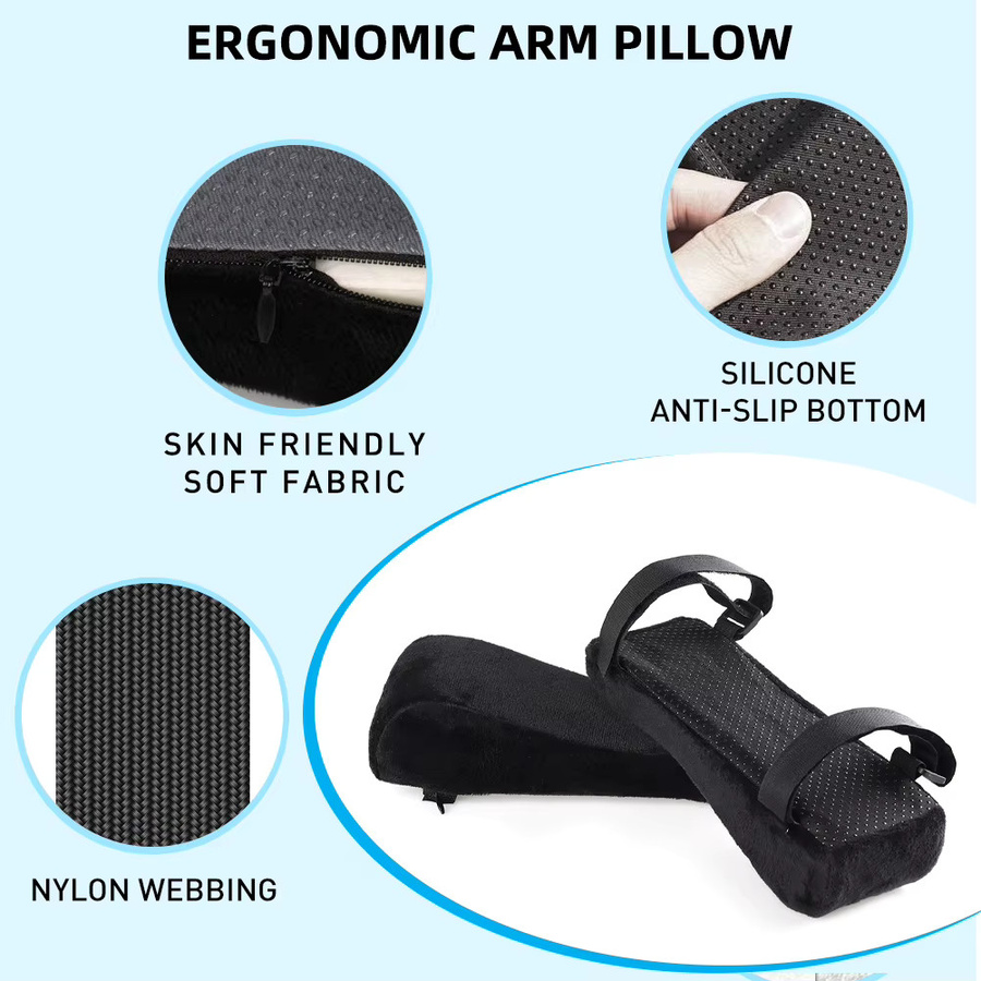 LIUSHADUOLA 2er Set ergonomische Armlehnenpolster in Schwarz zur Druckentlastung für deinen Bürostuhl - Bild 4