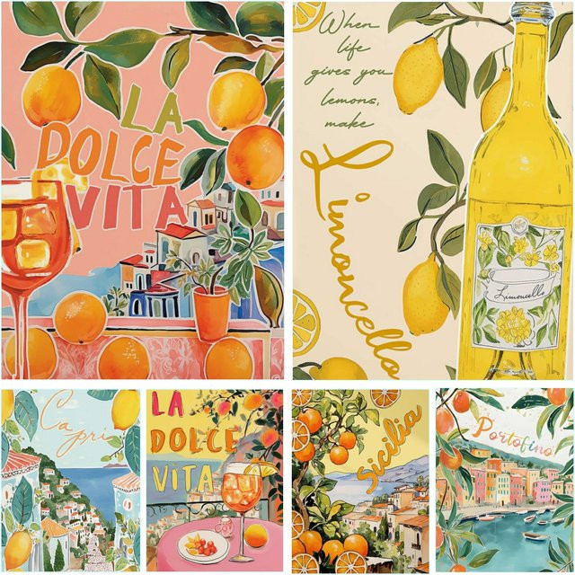 Diamant-Gemälde 5D DIY La Dolce Vita Lemon Santorini Italien Reise Mosaik Stickerei Set von Potdemiel in Mehrfarbig, Breite: 30 cm, Höhe: 20 cm - Bild 1