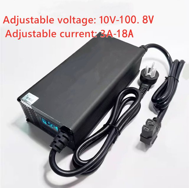 Southrol Li-Ion LiFePO4 Lithium-Batterieladegerät mit einstellbarer Spannung 10-100,8 V und 18 A Ladestrom für 4S bis 24S Schnellladegerät in Schwarz - Bild 1