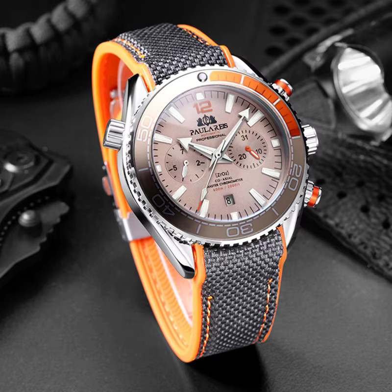 PAULAREIS P Armbanduhr Automatik, Edelstahl, Kautschuk, Silber, Herren - Bild 2