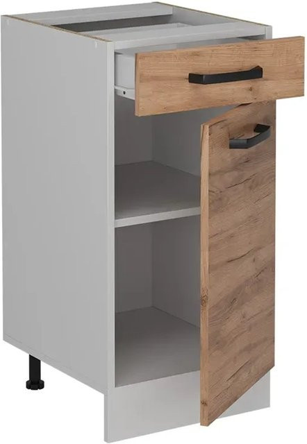 Vicco Küchenunterschrank R-Line Goldkraft Eiche und Weiß, B: 40 cm, H: 81,6 cm, T: 46 cm - Bild 1