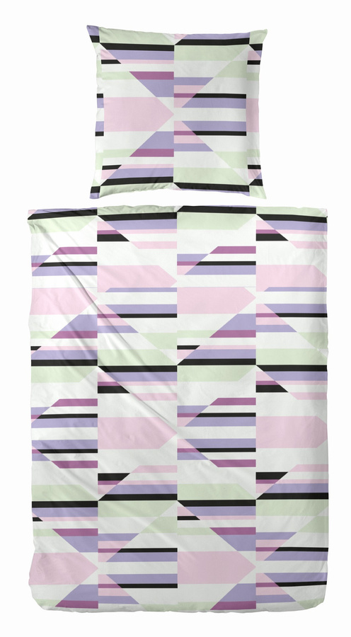 Primera Renforce Bettwäsche aus Baumwolle mit geometrischem Design in Rosa, B/H: 155 x 220 cm und 80 x 80 cm - Bild 1